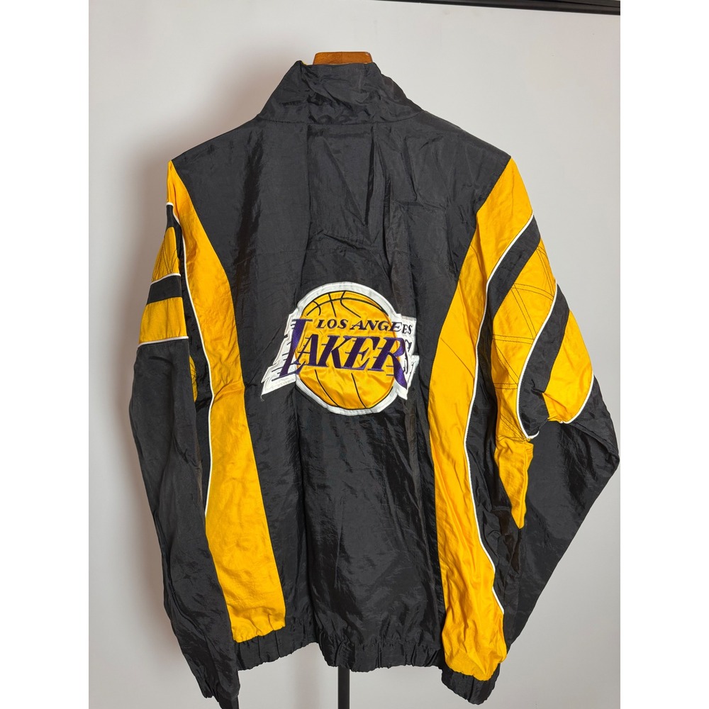 Vintage Starter Los Angeles Lakers Windbreaker Jacket Men Large Black Yellow NBA